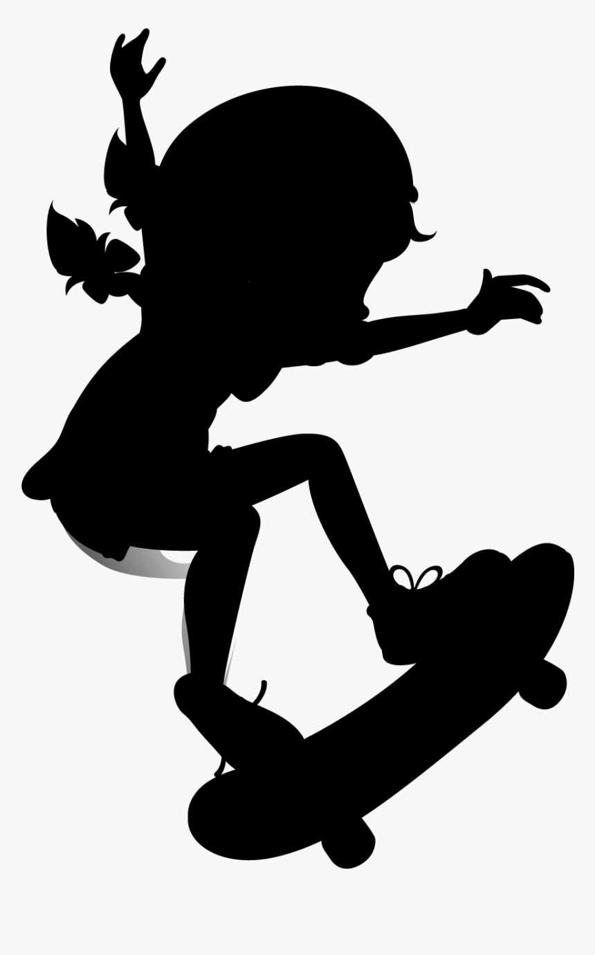 Clip Art Human Behavior Silhouette Line - Skateboarding, HD Png Download, Free Download