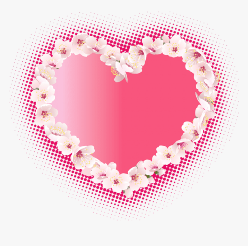 Free Png Pink Heart With Flowers Png - Pink Hearts And Flowers Clip Art, Transparent Png, Free Download