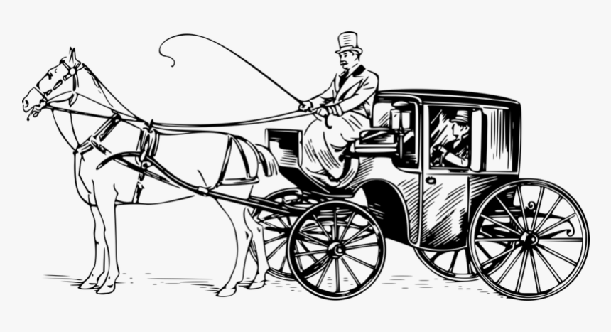 Brougham, Carriage, Horse, Ho - Horse Carriage Drawing, HD Png Download, Free Download