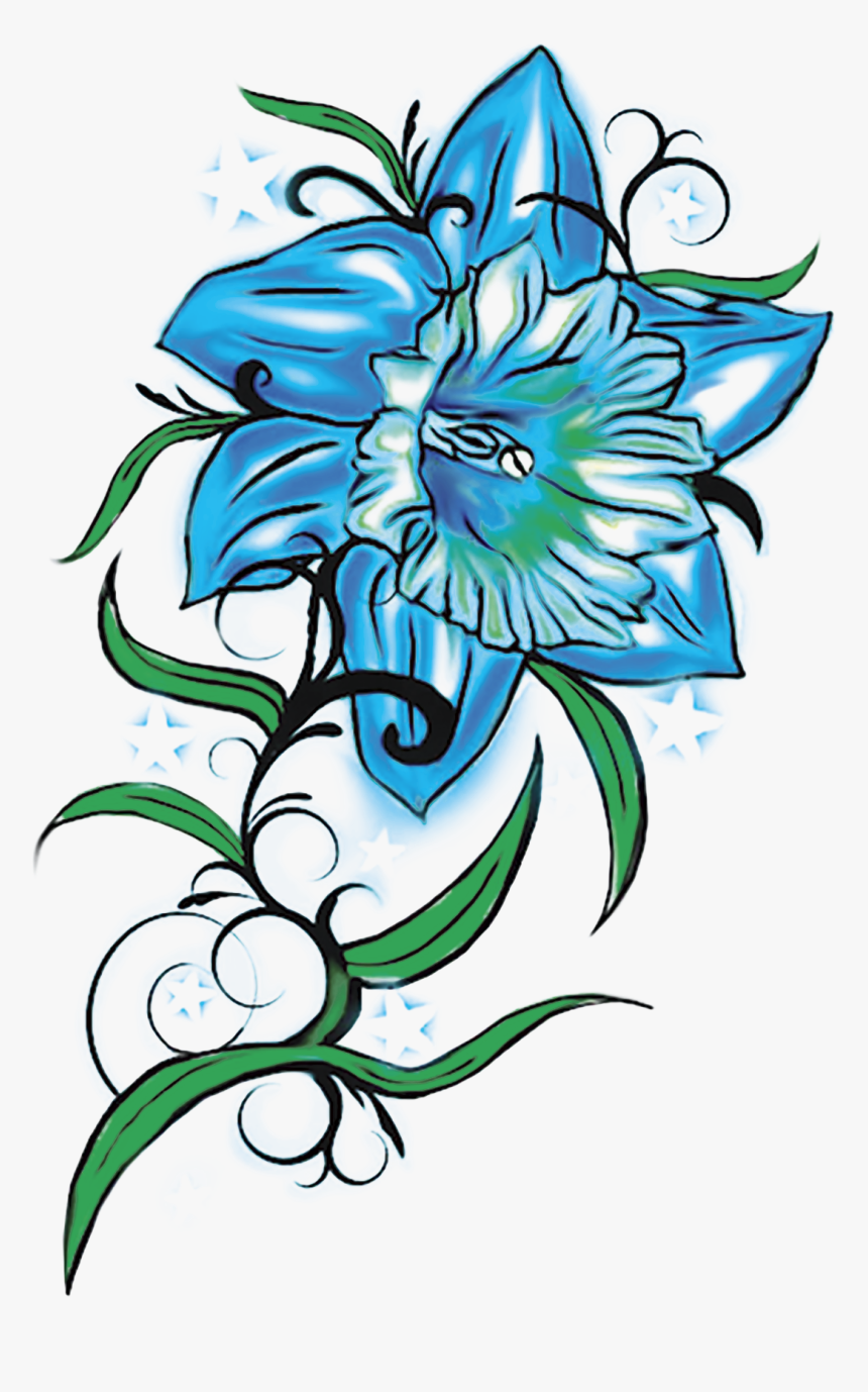 Transparent Blue Frog Png - Daffodils Tattoos Designs, Png Download, Free Download