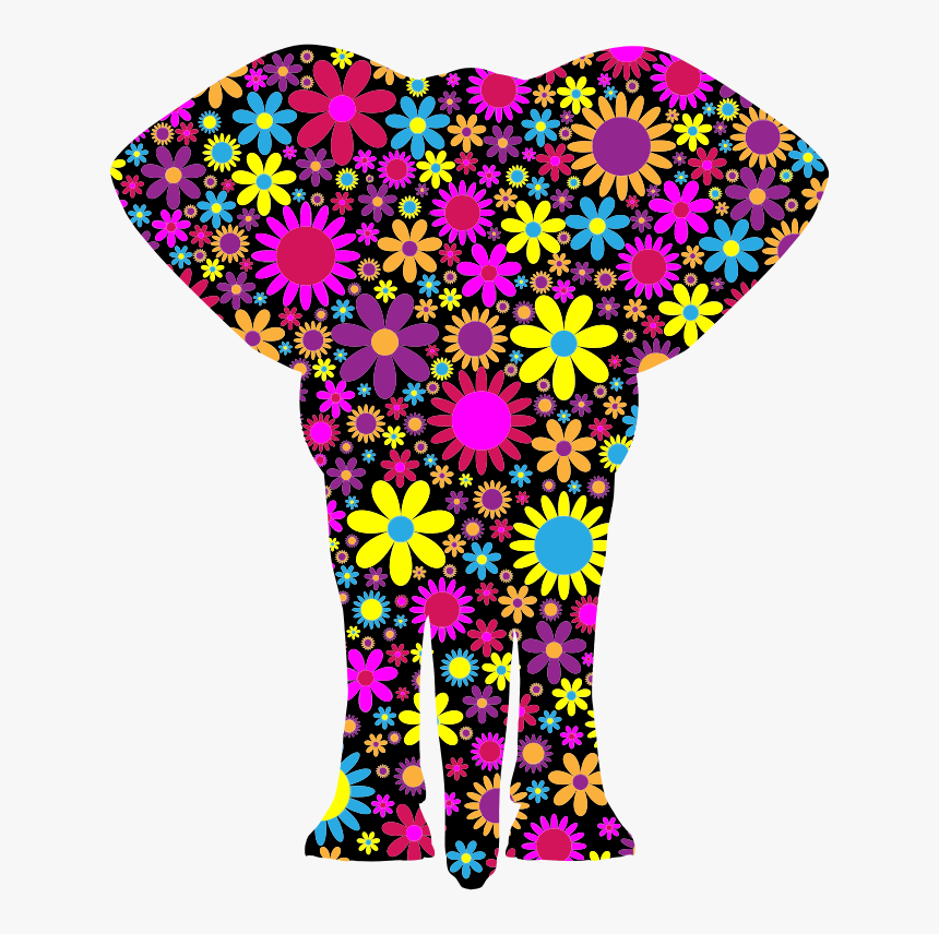 Floralific Pattern Elephant Silhouette - Busy Backgrounds, HD Png Download, Free Download