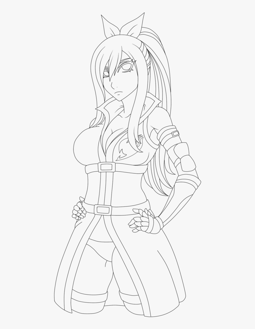 Erza Scarlet Grand Magic Games Outfit Lineart By Aisuyukionna - Line Art, HD Png Download, Free Download