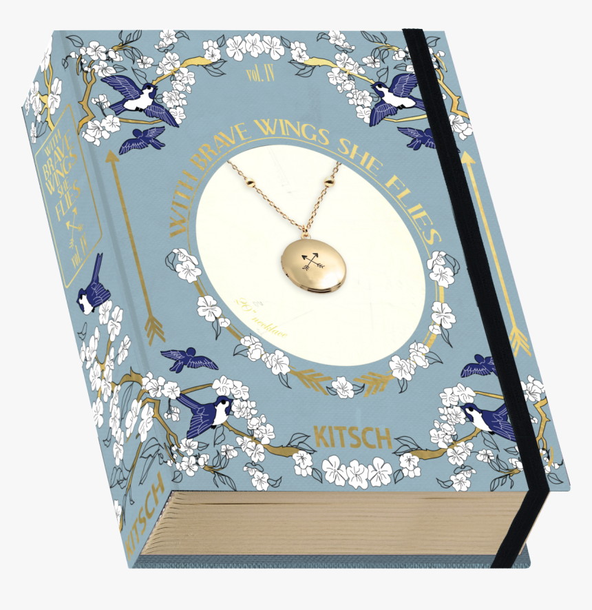 With Brave Wings She Flies Closed Book Box W Locket - Quartz Clock, HD Png Download, Free Download