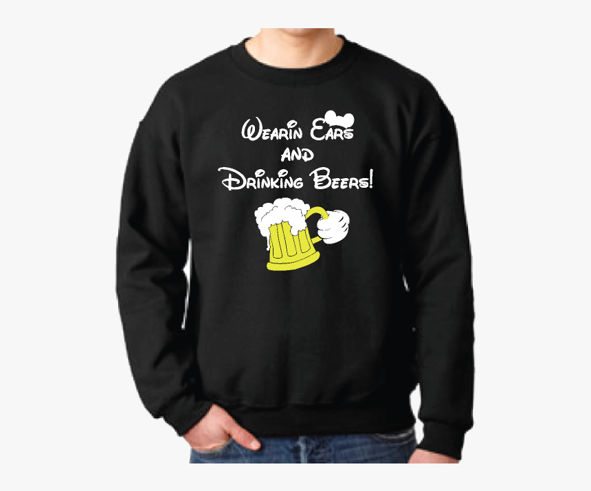 Wearing Ears And Drinking Beers Mickey Mouse Hand And - Tune Squad Crew Neck, HD Png Download, Free Download