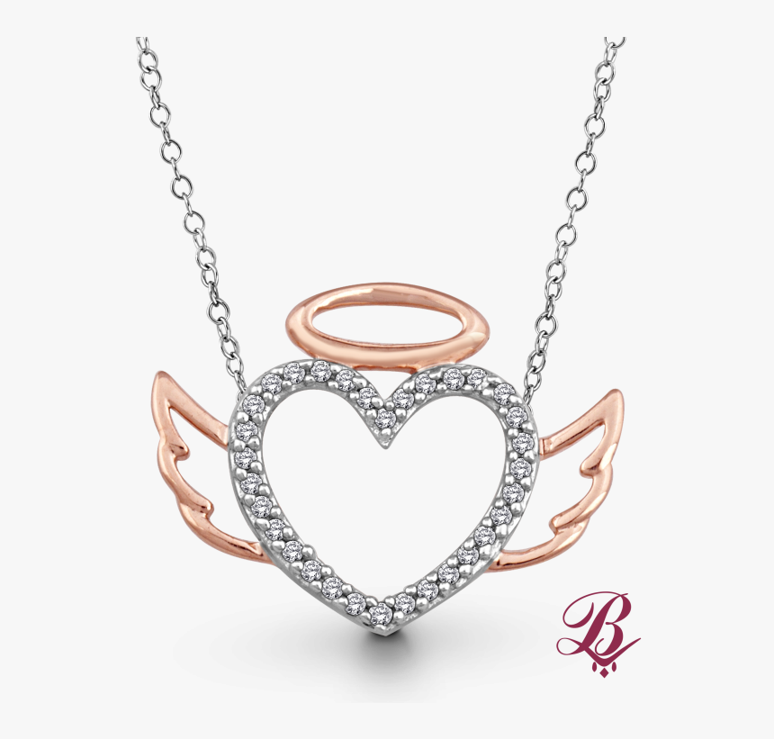 Diamond Accent Angel Halo Winged Heart - Ted Baker Bow Necklace, HD Png Download, Free Download