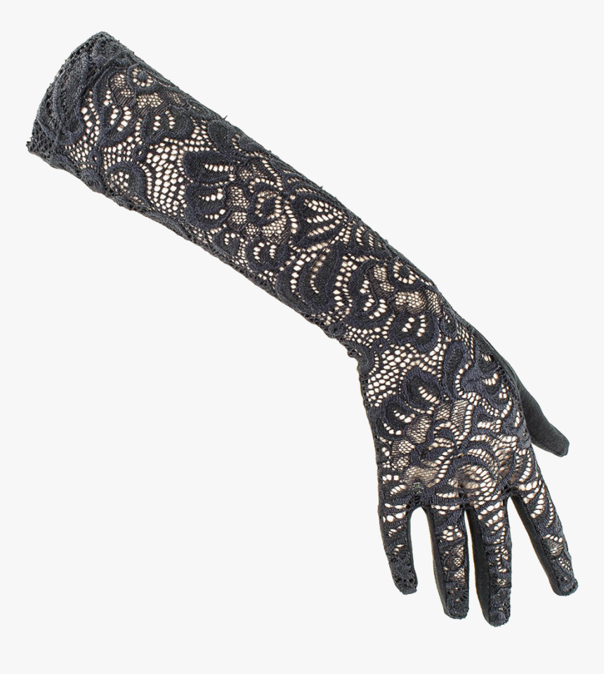 black lace evening gloves