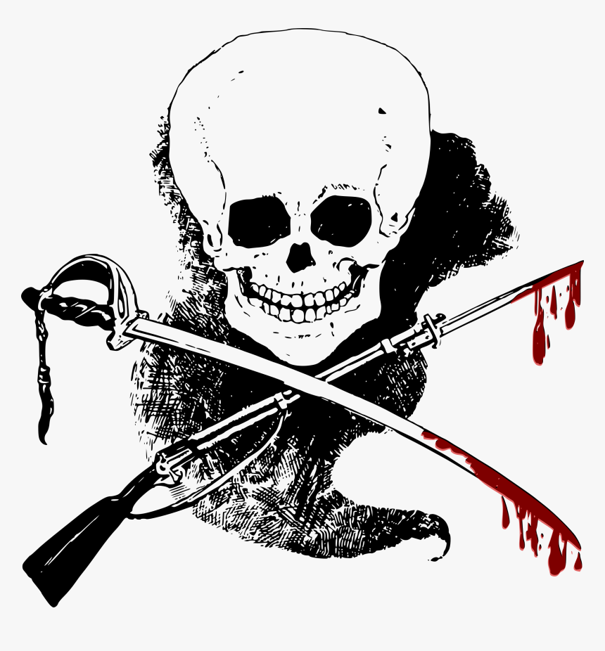 Skull, Gun, Sword And Blood Clip Arts - Sword With Blood Clipart, HD Png Download, Free Download