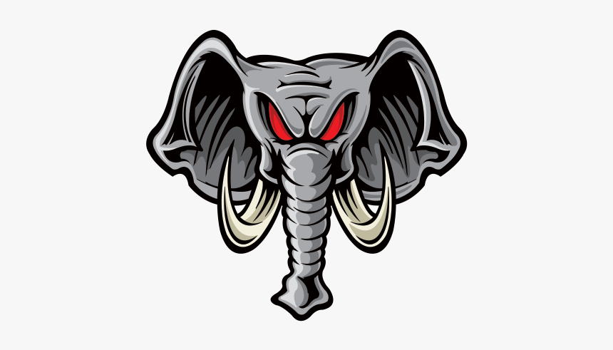 Anrgy Elephant Mascot Head - Scary Elephant Cartoon, HD Png Download, Free Download