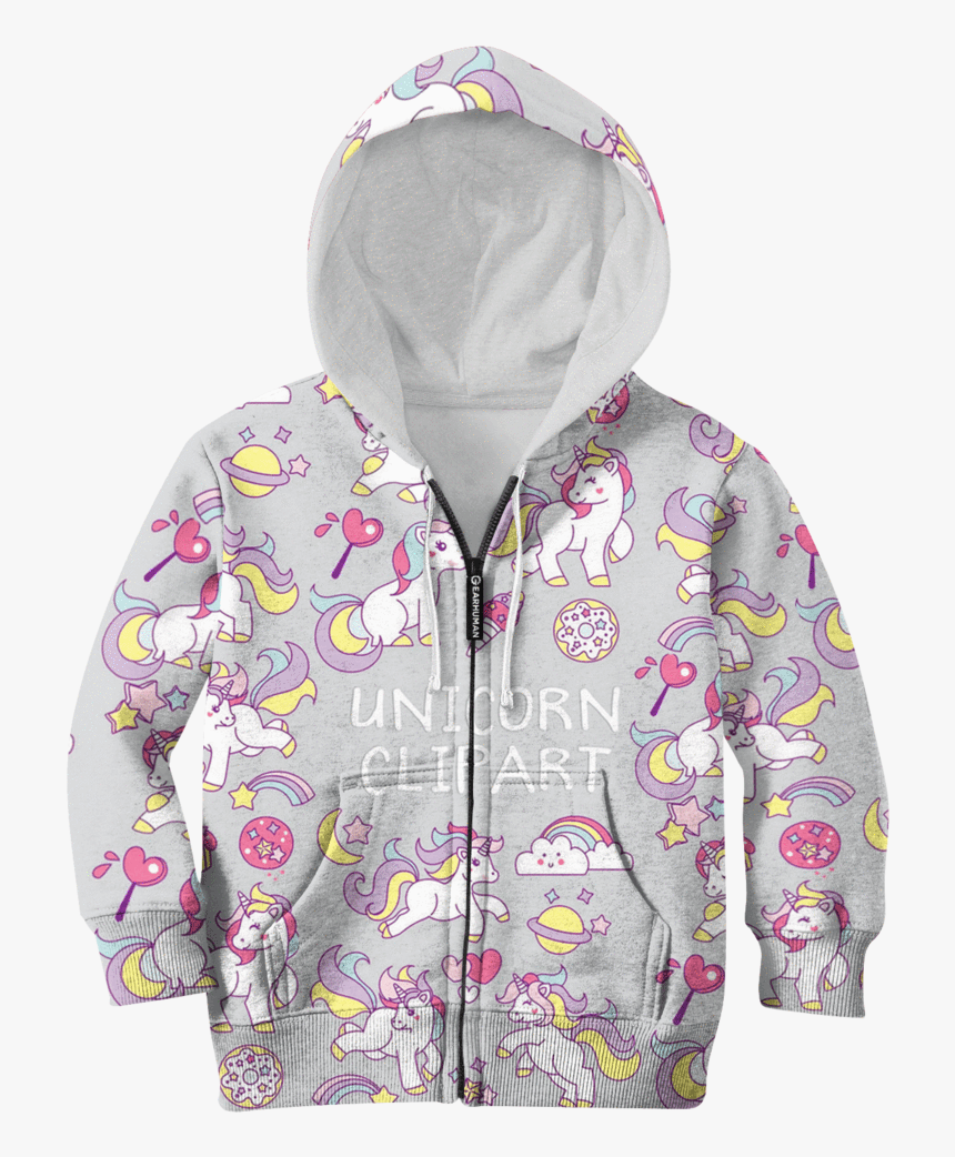 Unicorn Clipart Custom Hoodies T-shirt Apparel - Sueter Para Niño Con Cierre, HD Png Download, Free Download