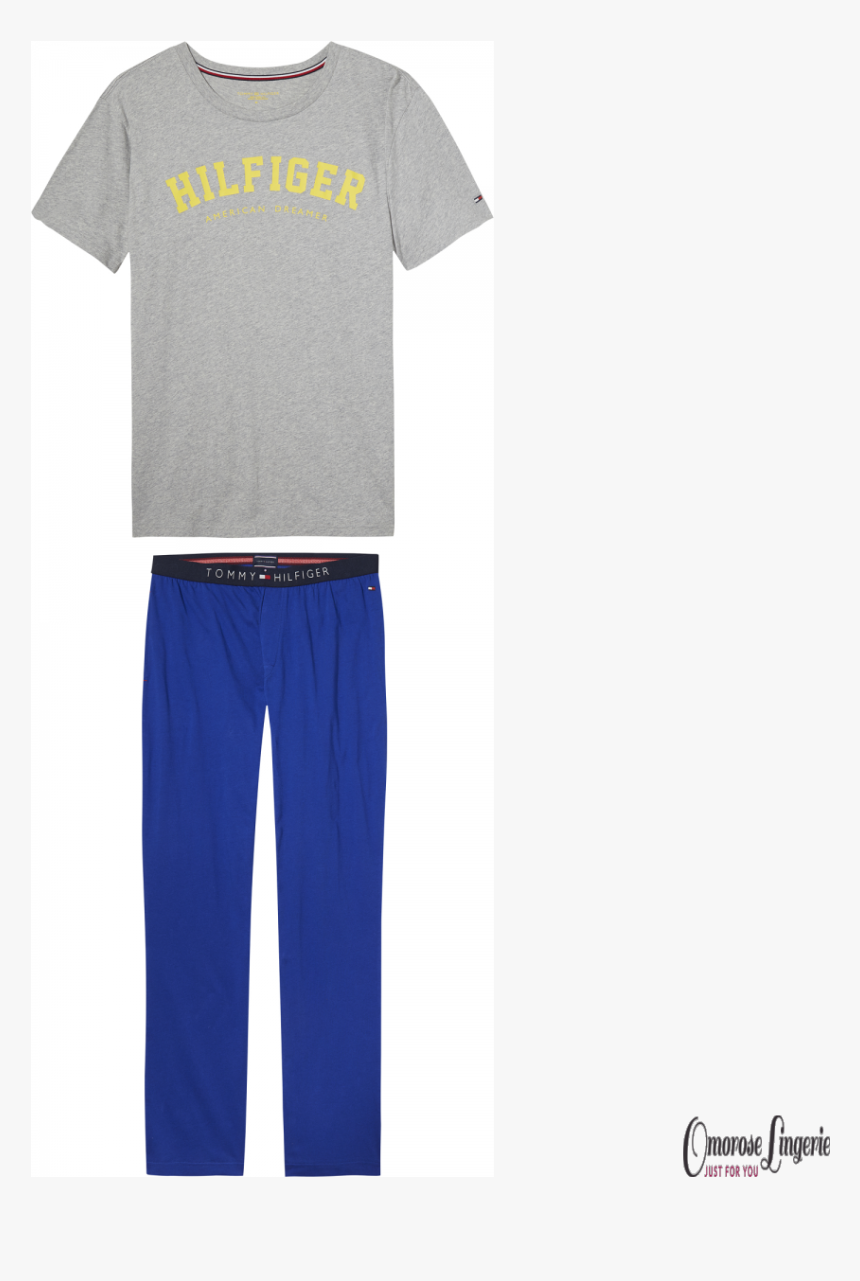 Tommy Hilfiger Short Sleeve Logo Pyjama Set In Grey - Pajamas, HD Png Download, Free Download