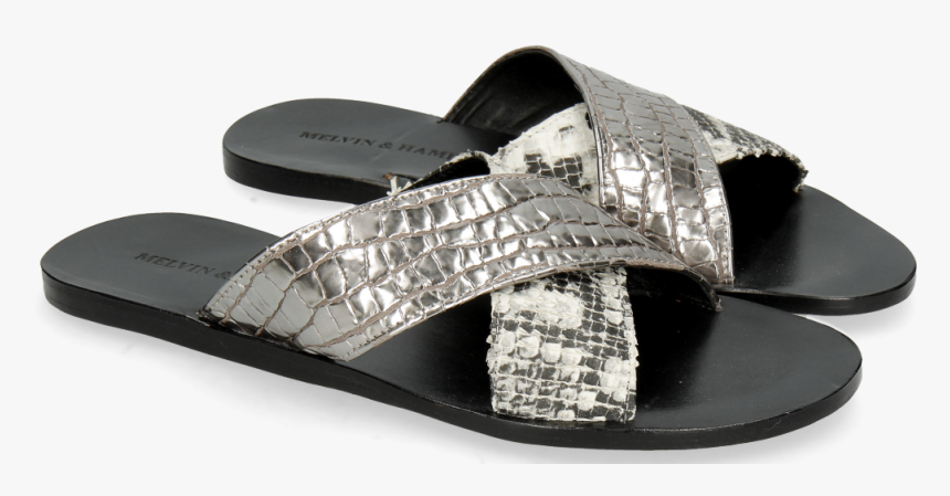 Mules Hanna 50 Grazli Gunmetal Snake Off White - Slide Sandal, HD Png Download, Free Download