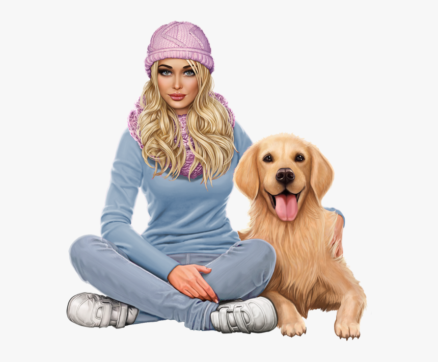 Femme Png, Chien, Labrador, Pull Gris - Femme With Dog Png, Transparent Png, Free Download