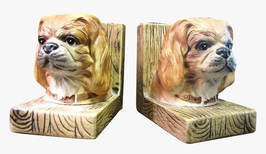 Pair Of Dog Head Ceramic Bookends - Tibetan Spaniel, HD Png Download, Free Download