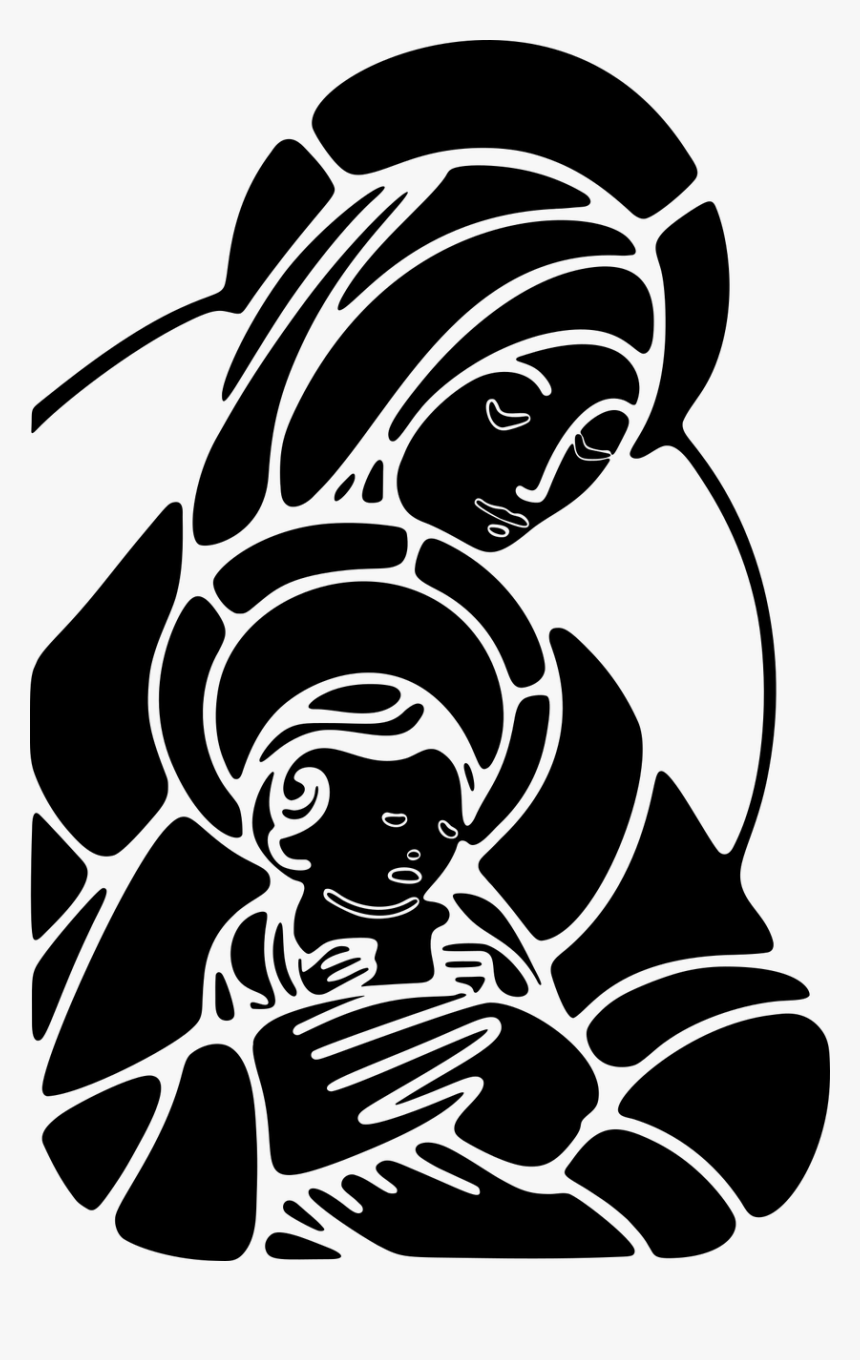 Virgin Mary With Baby Jesus Images Silhouette, HD Png Download, Free Download