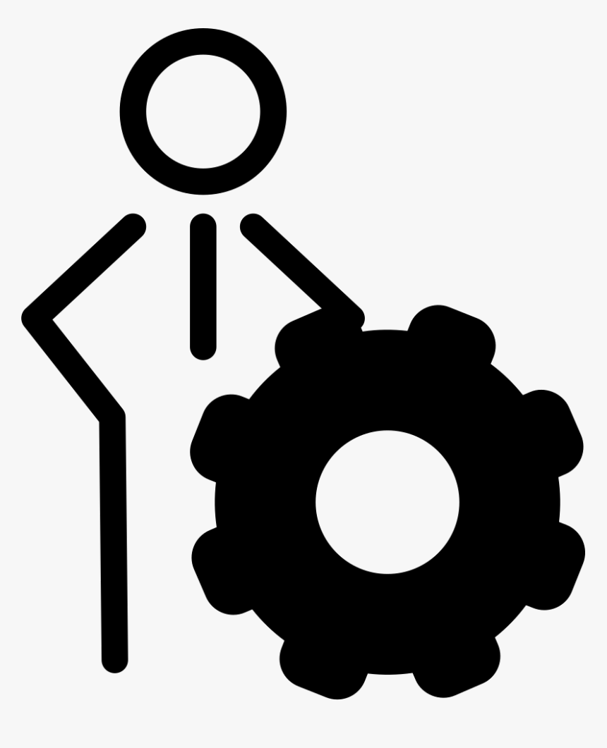 Person Outline With Cogwheel Symbol - Symbool Tandwiel, HD Png Download, Free Download