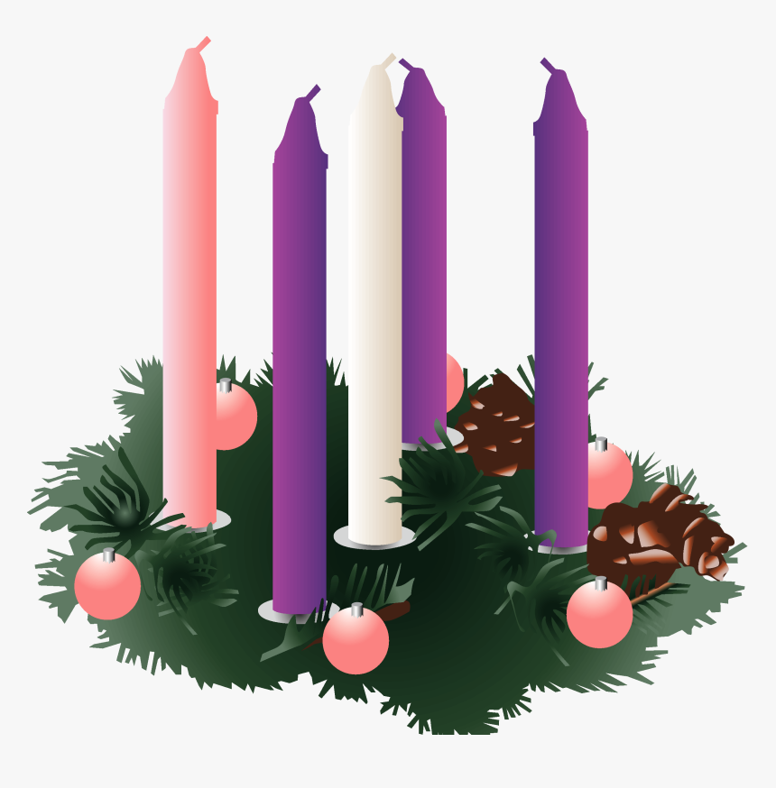 3rd Week Of Advent Wreath Png - Three Advent Candles Lit, Transparent Png, Free Download