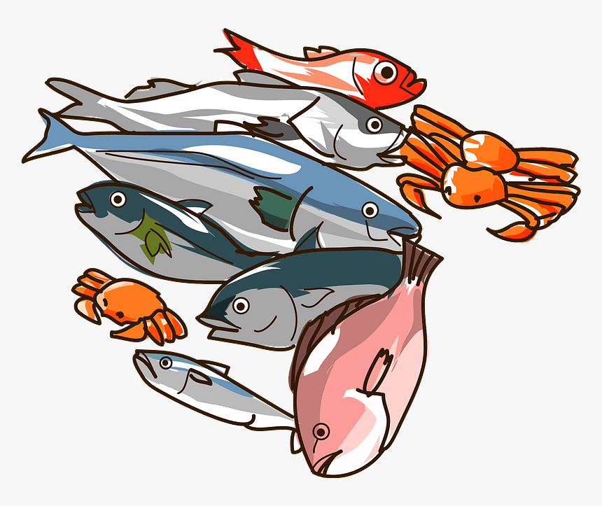 Seafood Fishes Clipart 魚介 類 イラスト フリー Hd Png Download