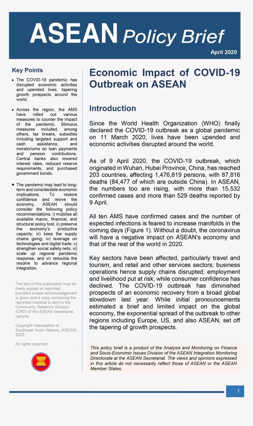 Asean Policy Brief - Covid 19 Economic Impact, HD Png Download, Free Download