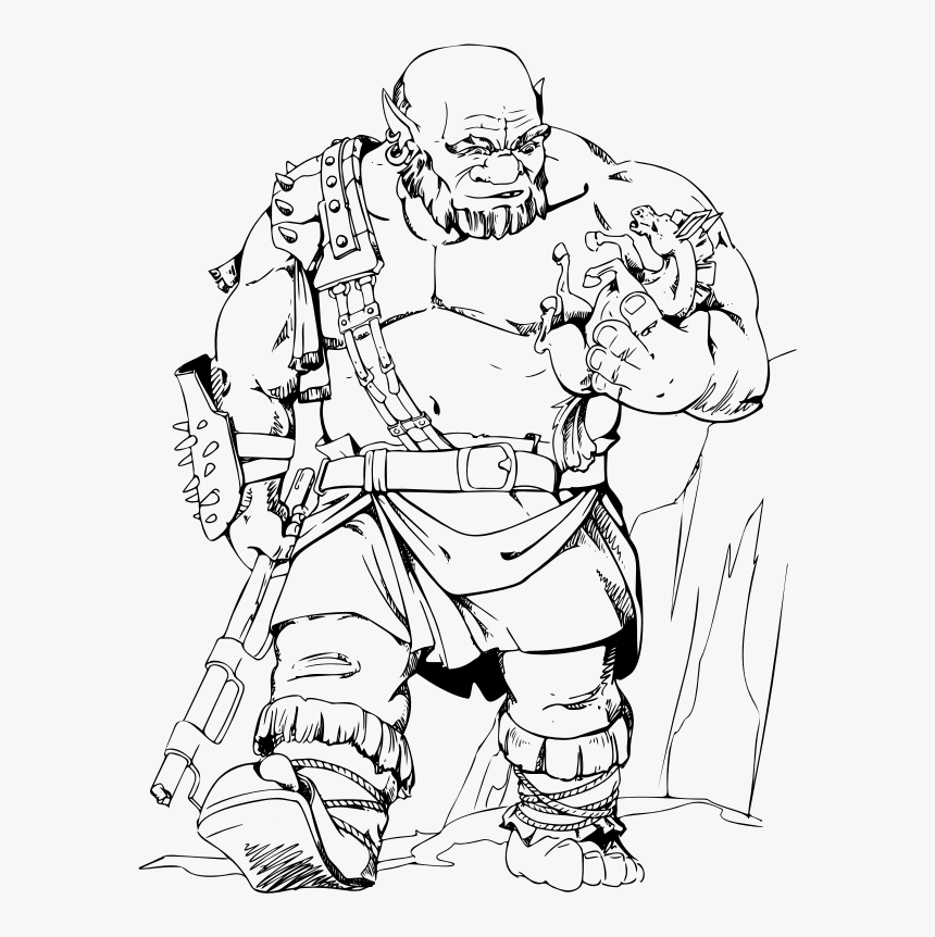 Ogre By Ladyofhats - Ogre Warrior Line Art, HD Png Download, Free Download