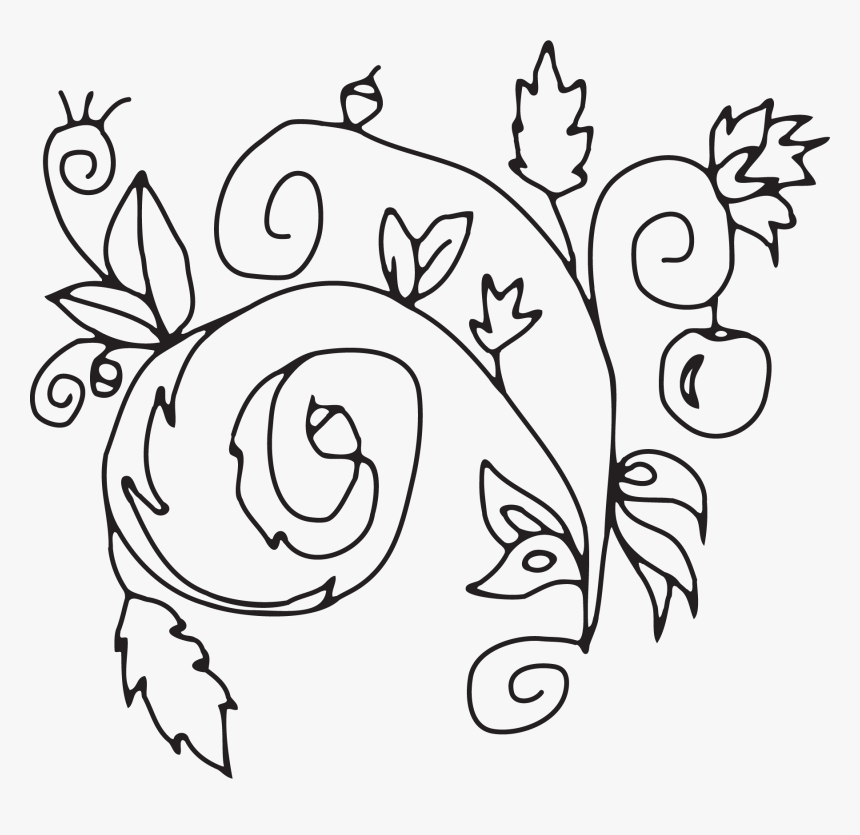 Hand Drawn Floral Brushes - Line Art, HD Png Download, Free Download