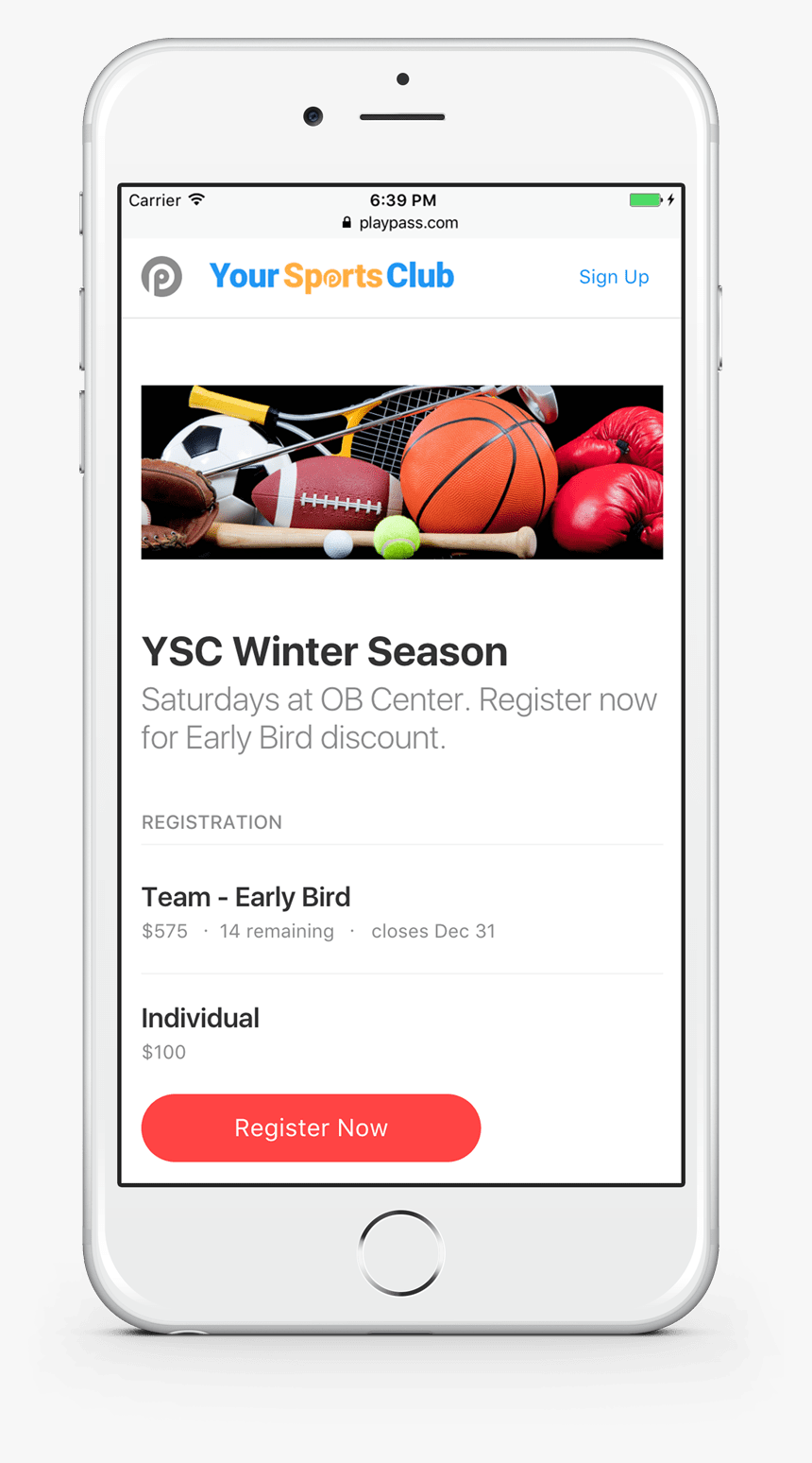 Sports Software Mobile Registration - Free League Management App, HD Png Download, Free Download