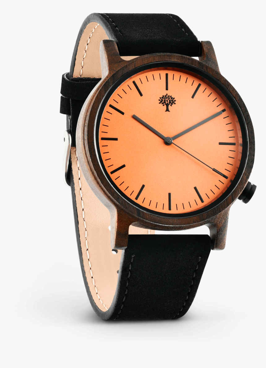 The Gaston Wood Watch Chanate Wood Orange Black Leather - Watch, HD Png Download, Free Download