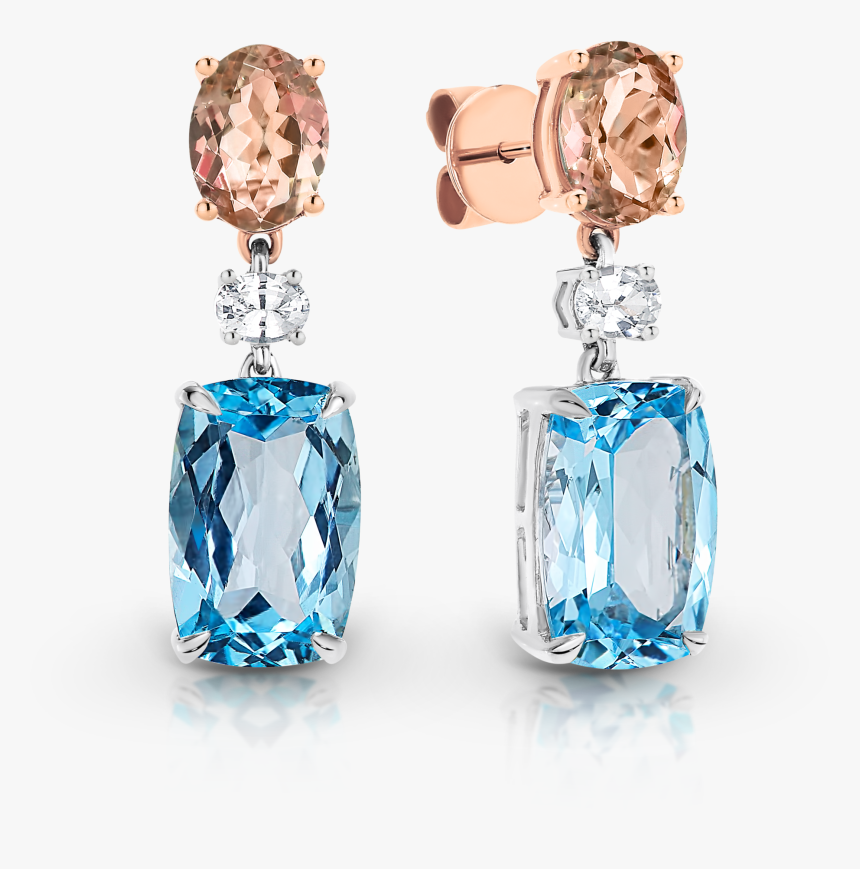 Morganite, White Sapphire And Sky Blue Topaz "azura - Earrings, HD Png Download, Free Download