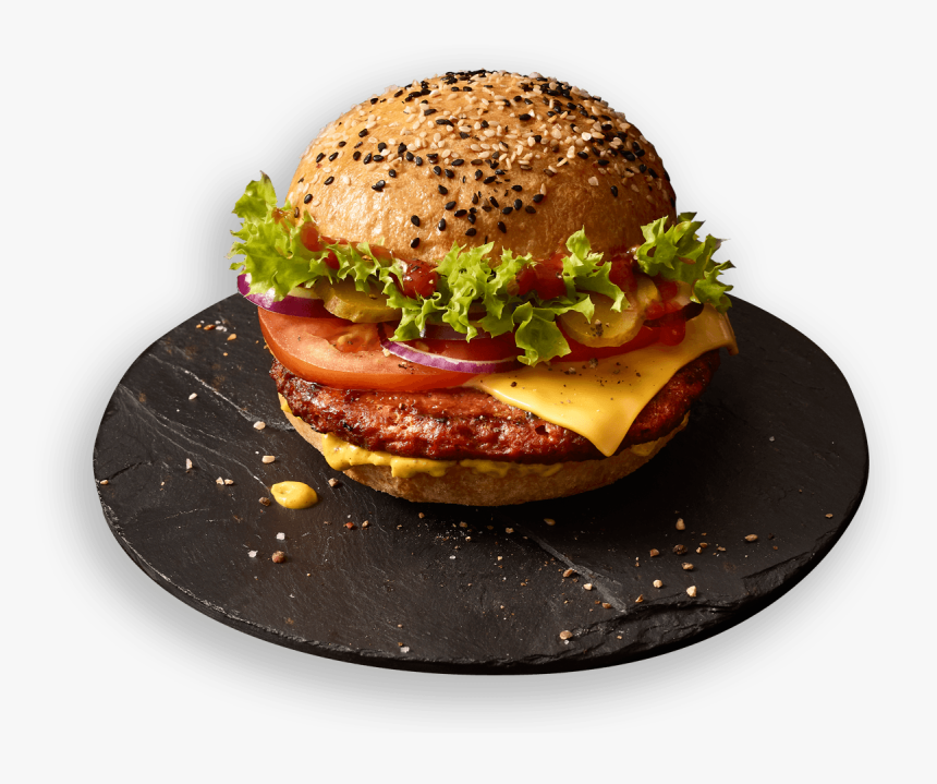 Burger In Plate Png, Transparent Png, Free Download