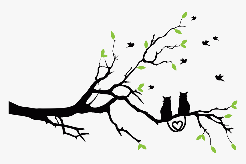 Love Cats Silhouette Clip Arts - Beautiful Love Birds Drawing, HD Png Download, Free Download