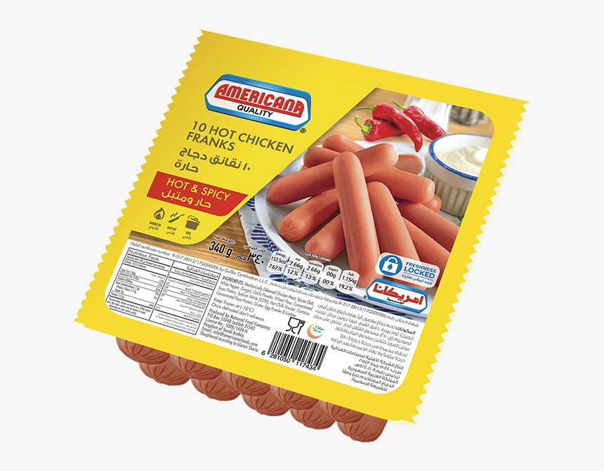 350113 Americana 10 Hot Chicken Franks 340g Pack New - هوت دوق دجاج امريكانا, HD Png Download, Free Download