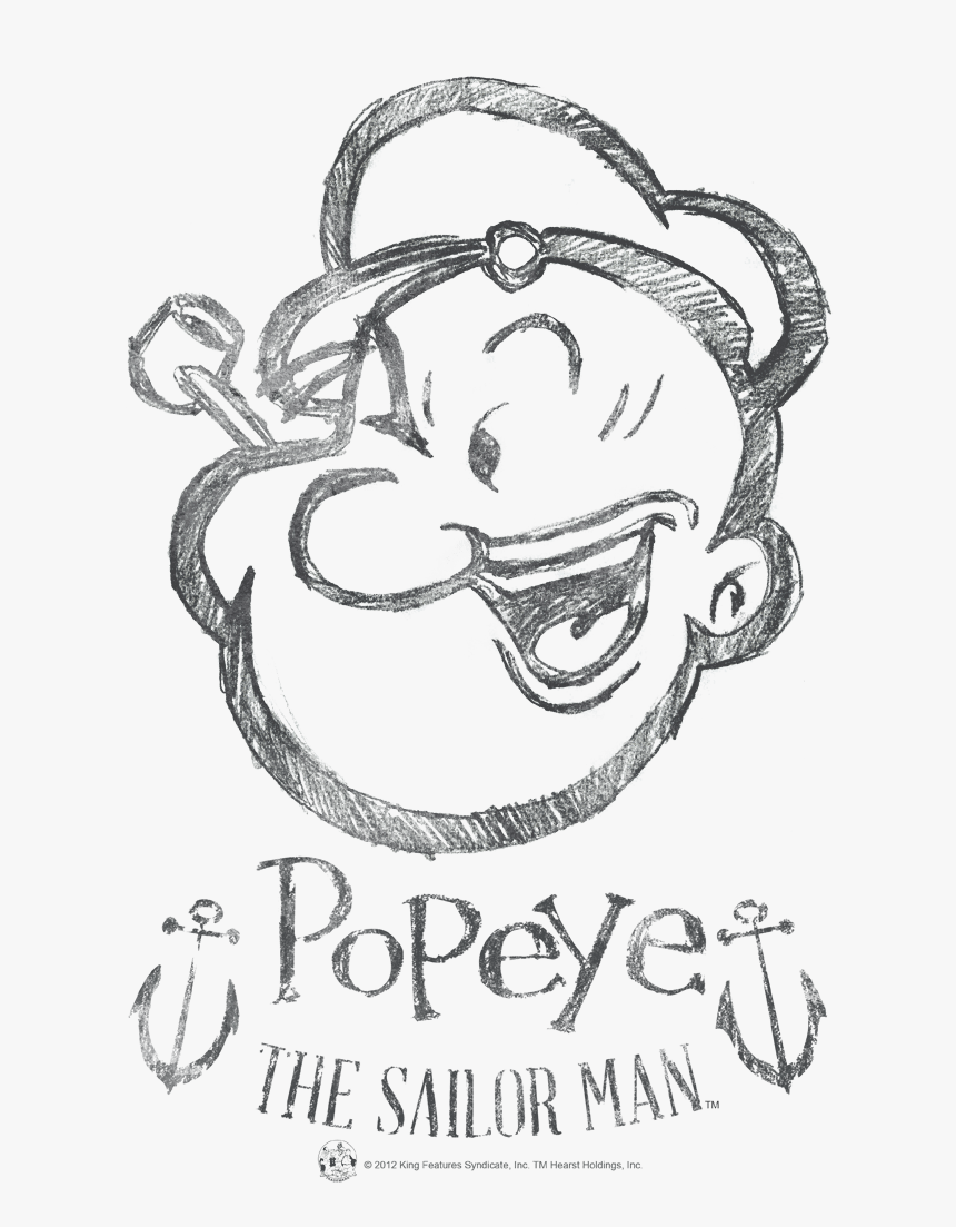 Popeye Sketch Portrait Juniors Tank"
 Class= - Cartoon Character On White T Shirts For Men, HD Png Download, Free Download