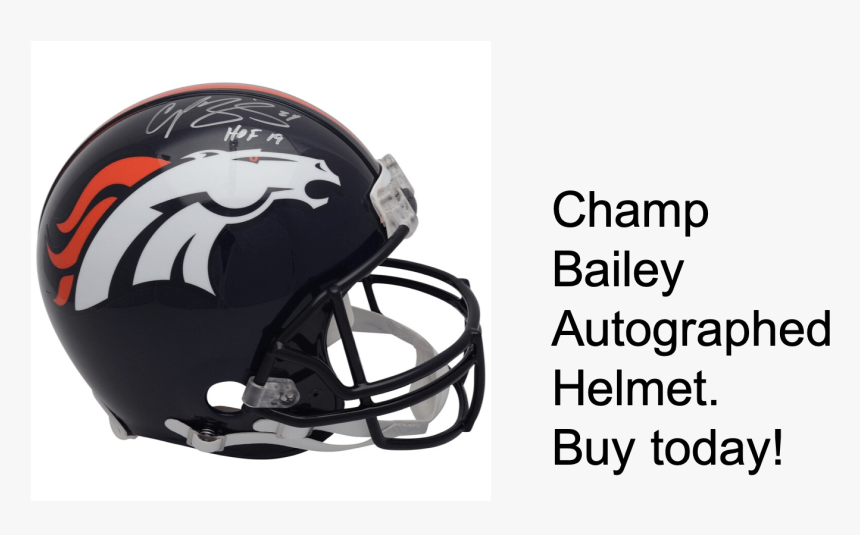 Photo Of Denver Broncos Helmet Signed By Champ Bailey - Denver Broncos, HD Png Download, Free Download