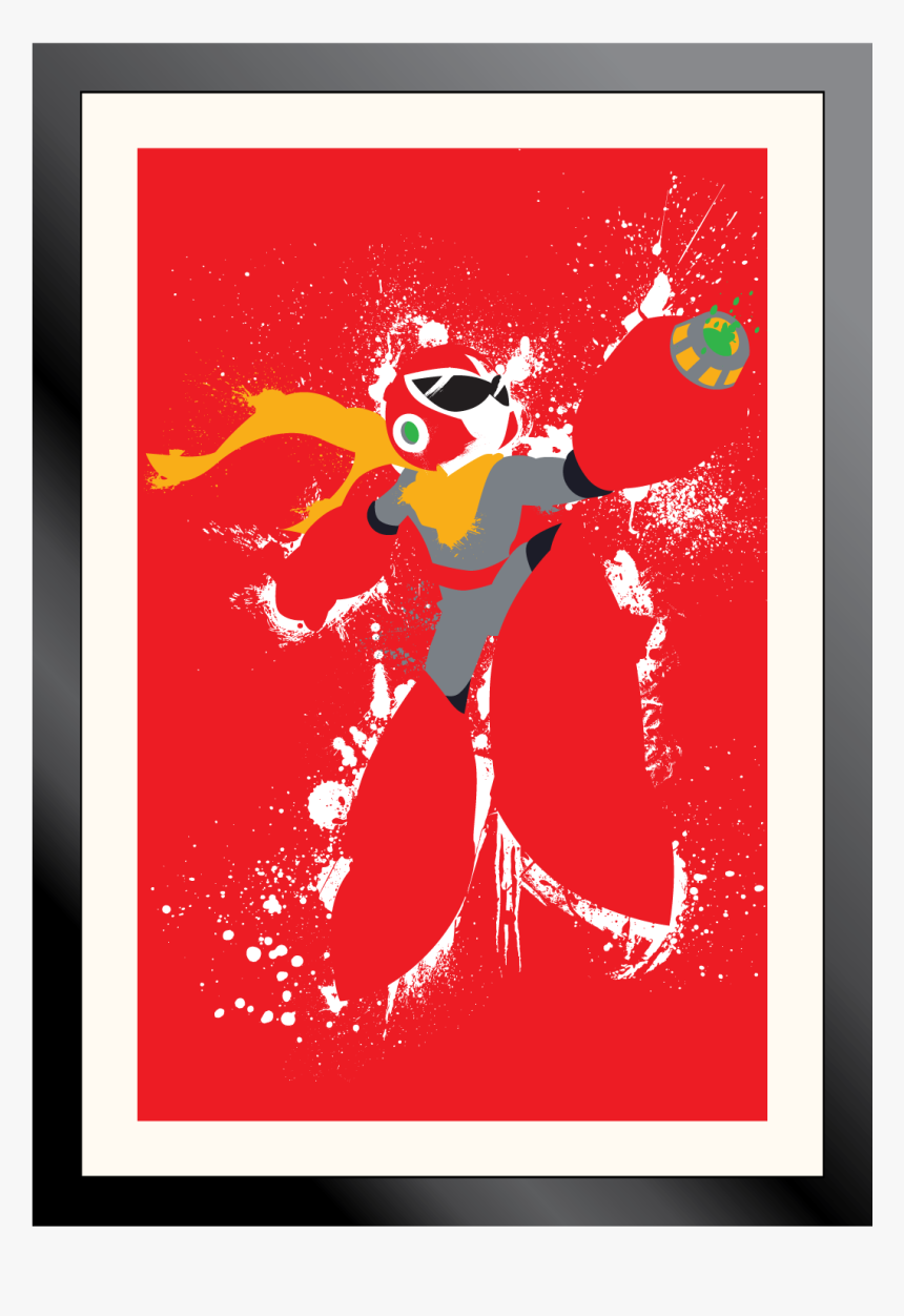 Proto Man Splatter Art Poster - Proto Man, HD Png Download, Free Download