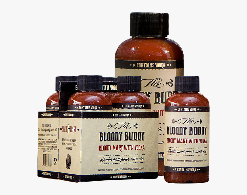 A 4 Pack Of Bloody Buddies Next To A Larger Bottle - Hazelnut, HD Png Download, Free Download