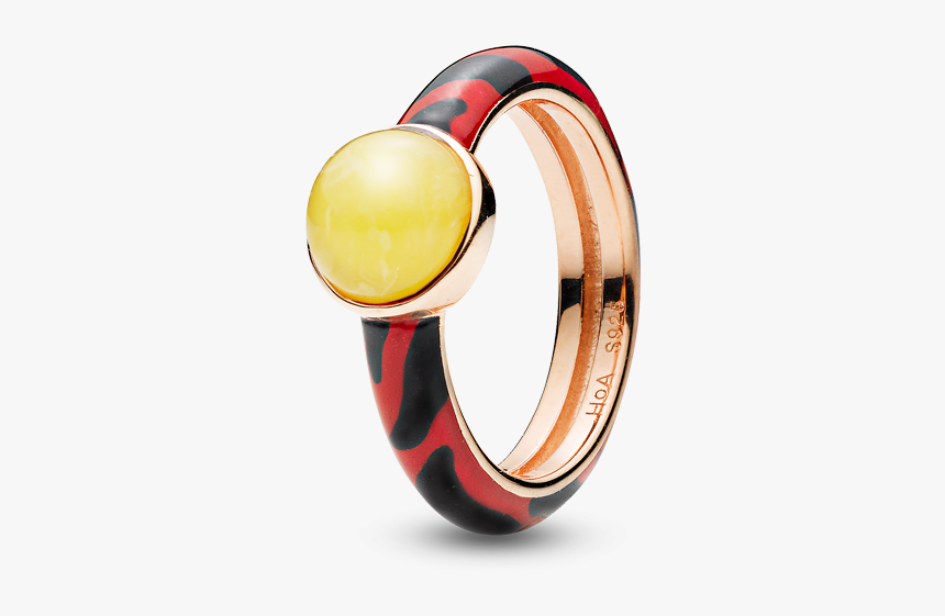 Urban Safari Ring In Milky Amber And Red Zebra Enamel - Pre-engagement Ring, HD Png Download, Free Download