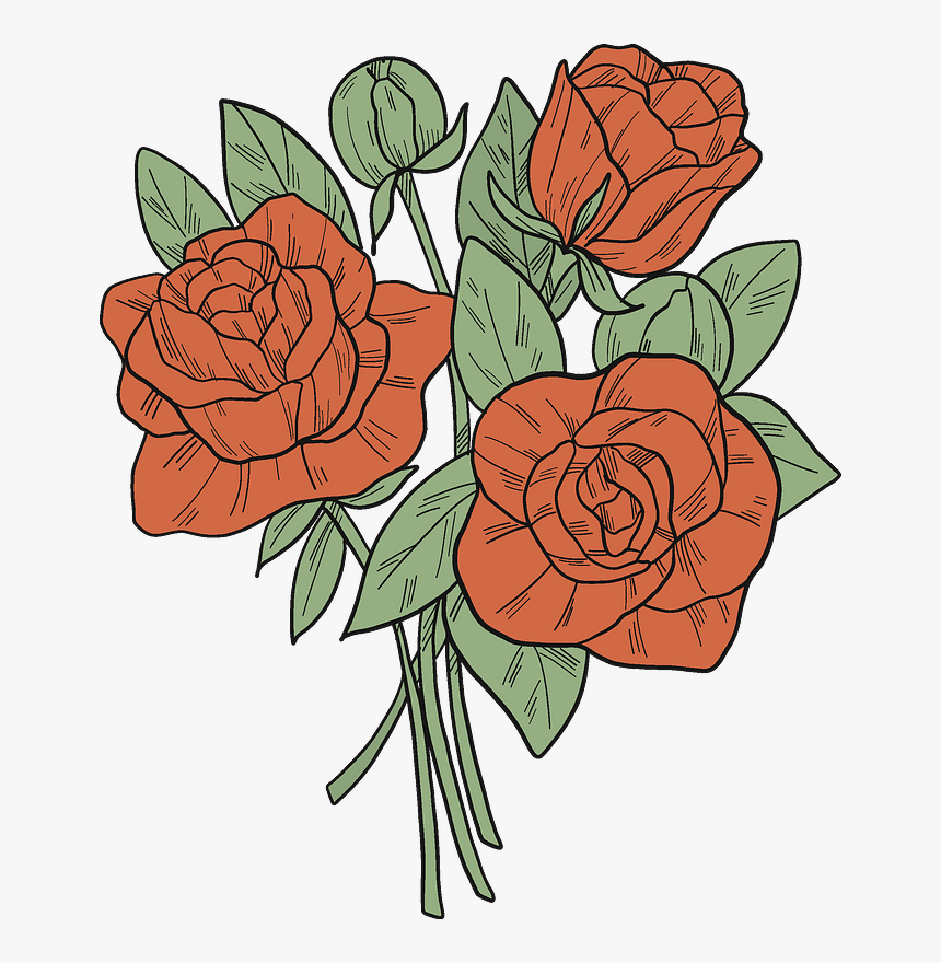 Bouquet Of Roses Clipart - Hybrid Tea Rose, HD Png Download, Free Download