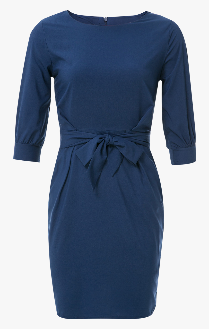 Sheath Boat Neck Dress With Belt - Cocktail Dress, HD Png Download, Free Download