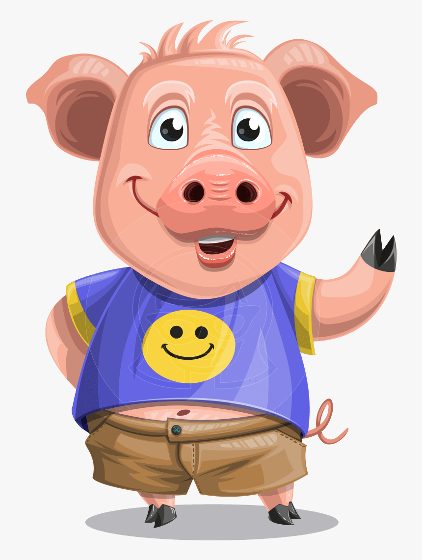 Pig With T-shirt Cartoon Vector Character Aka Ricky - Ricky Piggy, HD Png Download, Free Download