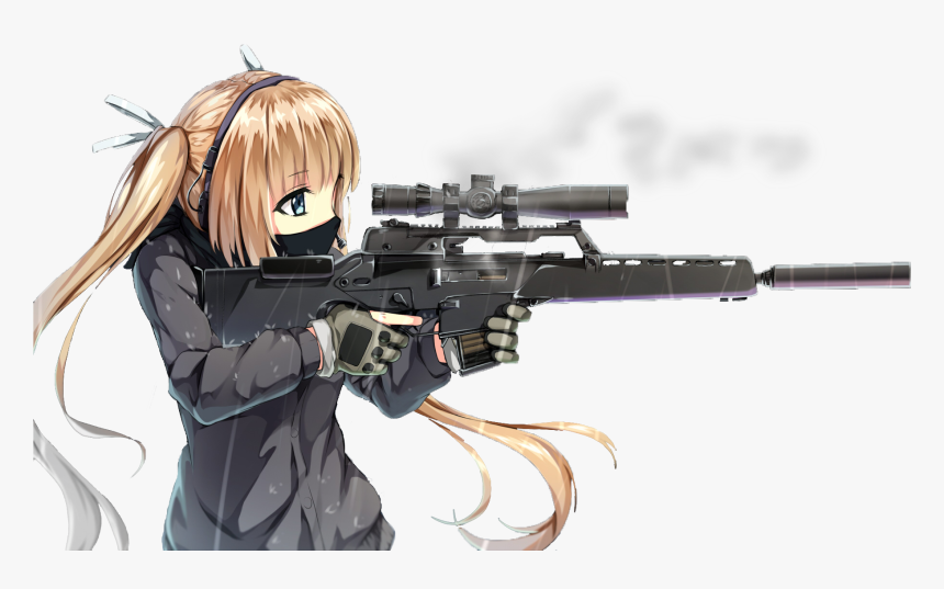 Transparent Cartoon Gun Png Anime Girl With Gun Transparent Png Download Kindpng