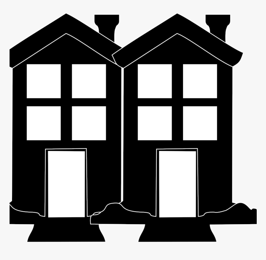 2 Neighbour Houses Black Icon Image - Neighbour Houses Clipart Black And White, HD Png Download, Free Download