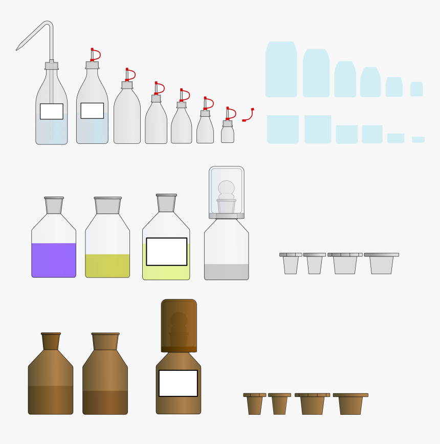 Chemistry Glass / Plastic Bottles And Lids - Glass Bottle, HD Png Download, Free Download