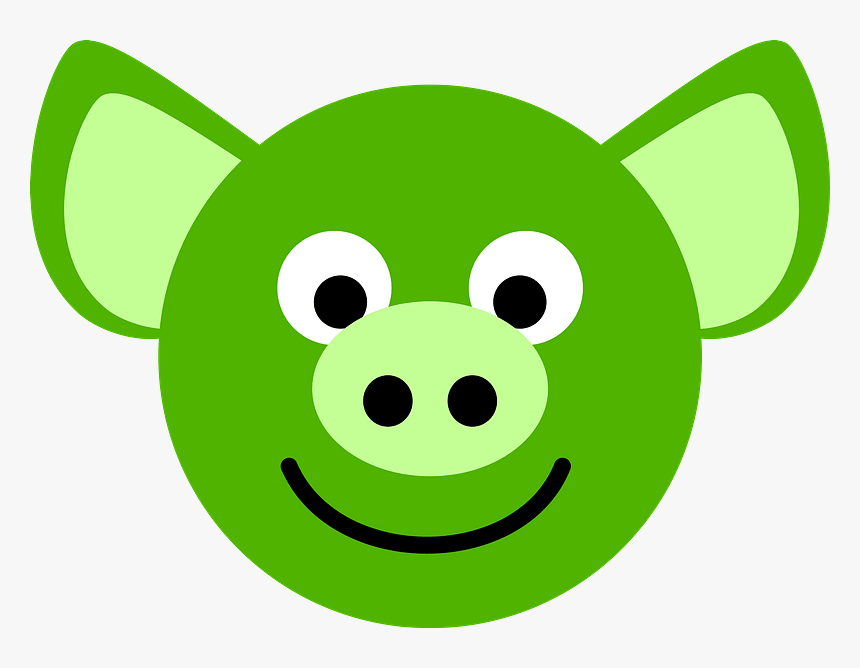 Green Pig. Piggy face. Green Pig PNG. Green Pig picture for Kids.