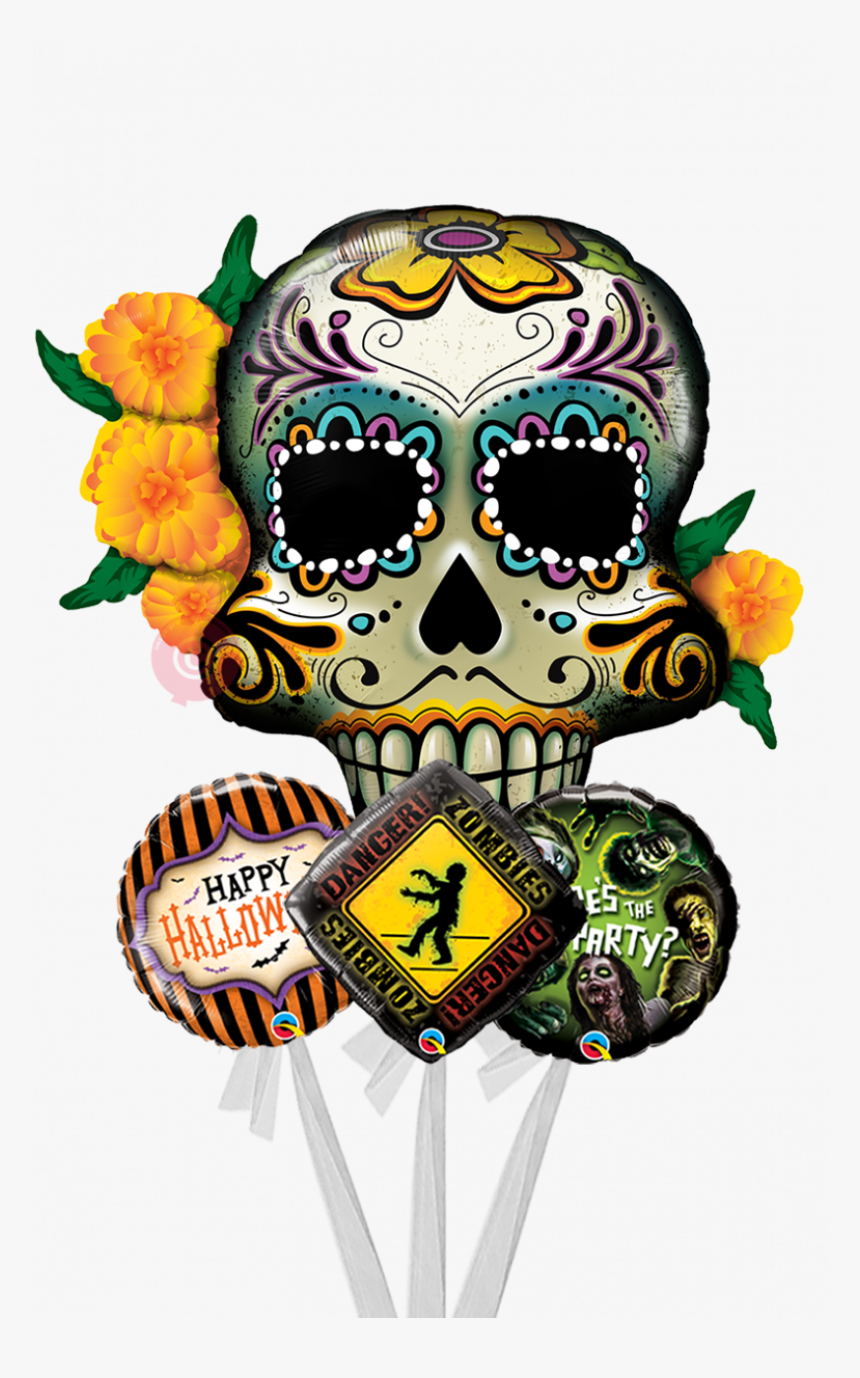 Day Of The Dead Skull-jumbo Balloons Bouquet, HD Png Download, Free Download