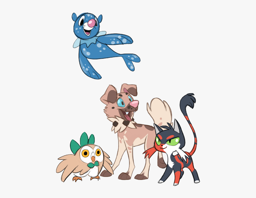 Sun And Moon Starters - Cartoon, HD Png Download, Free Download