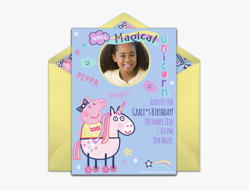 Peppa's Magical Unicorn Free Invitations, HD Png Download, Free Download