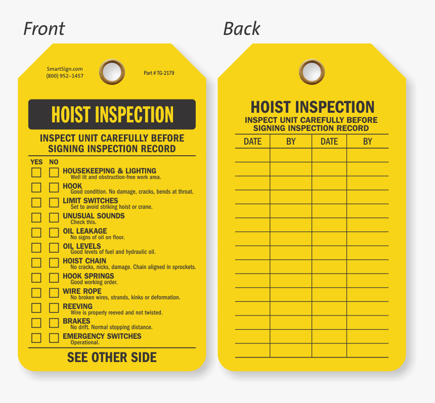 Hoist Inspection Tags, HD Png Download, Free Download