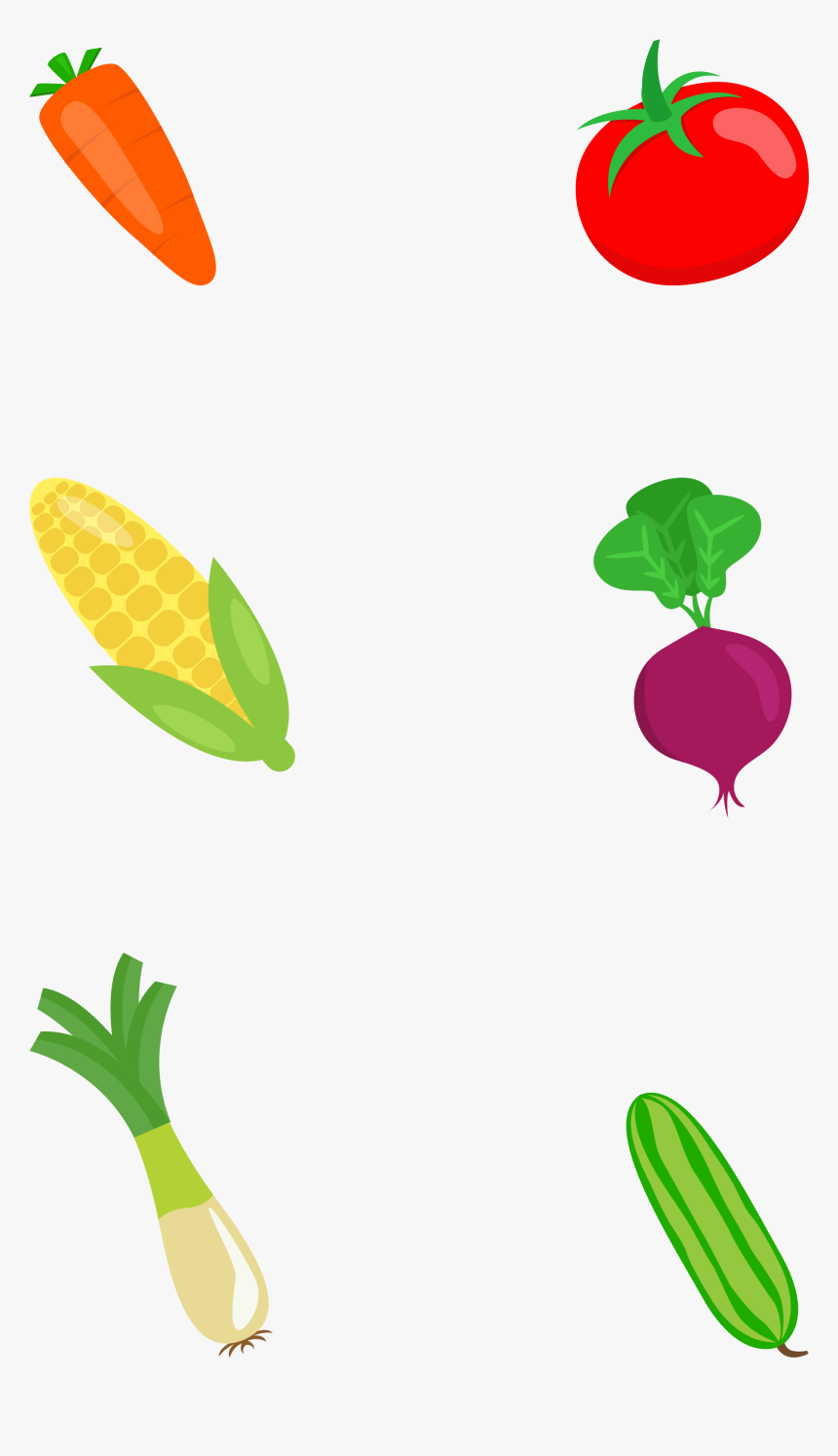 Flat Vegetable Colored Hand Drawn Png And Psd Clipart - Vegetable, Transparent Png, Free Download