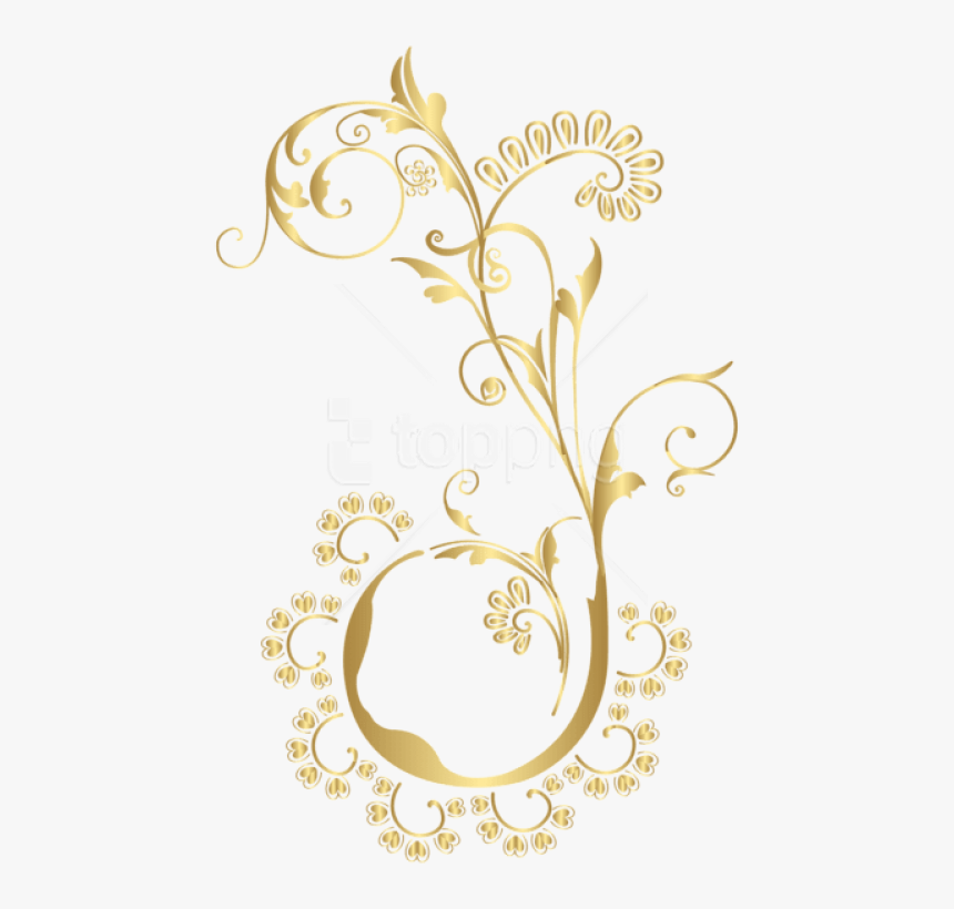 Free Png Download Gold Floral Element Clipart Png Photo - Gold Flower Clipart Png, Transparent Png, Free Download