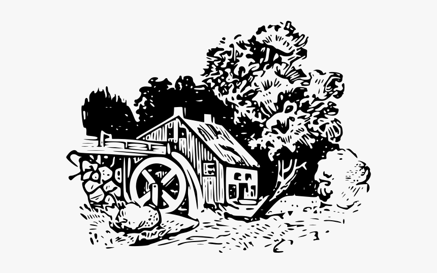 Water Mill Vector Illustration - Water Mill Png, Transparent Png, Free Download