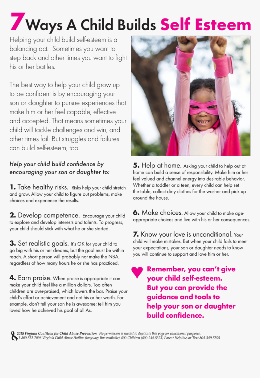 7ways A Child Builds Self Esteem Helping Your Child - Brochure, HD Png Download, Free Download